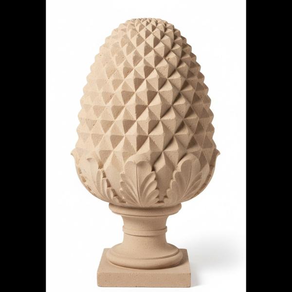 Hand-Carved Sandstone Pineapple Ornament Crafted i