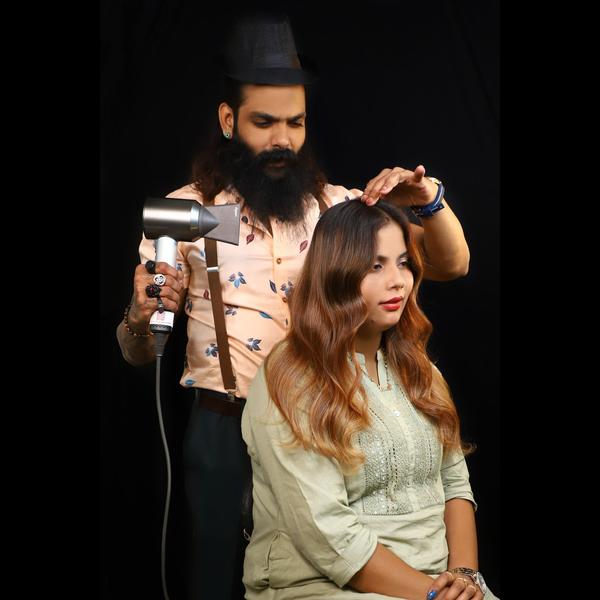 Global hair colour with highlights' is a