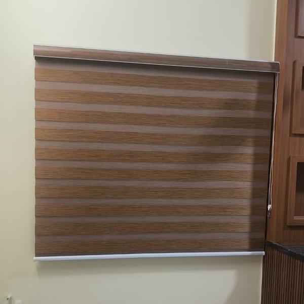 textured grey vertical blinds