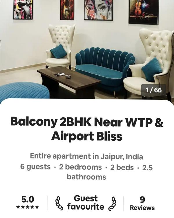 Stay in a bright 2BHK balcony 