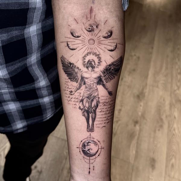 This Microrealism Icarus tatto