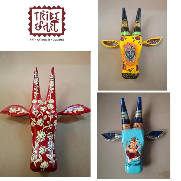 Wooden Hand painted cow/bull heads Inspired by Pic