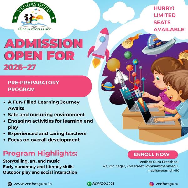 Admissions Open – 2026–2027 Vedhas Guru Preschool 