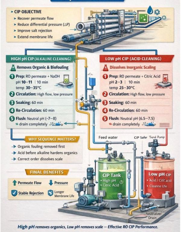 (High pH CIP → Low pH CIP)Why it is done & What 