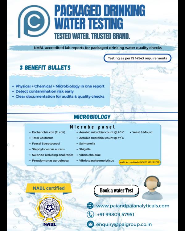 Packaged Drinking Water Testing (IS 14543) — Quali