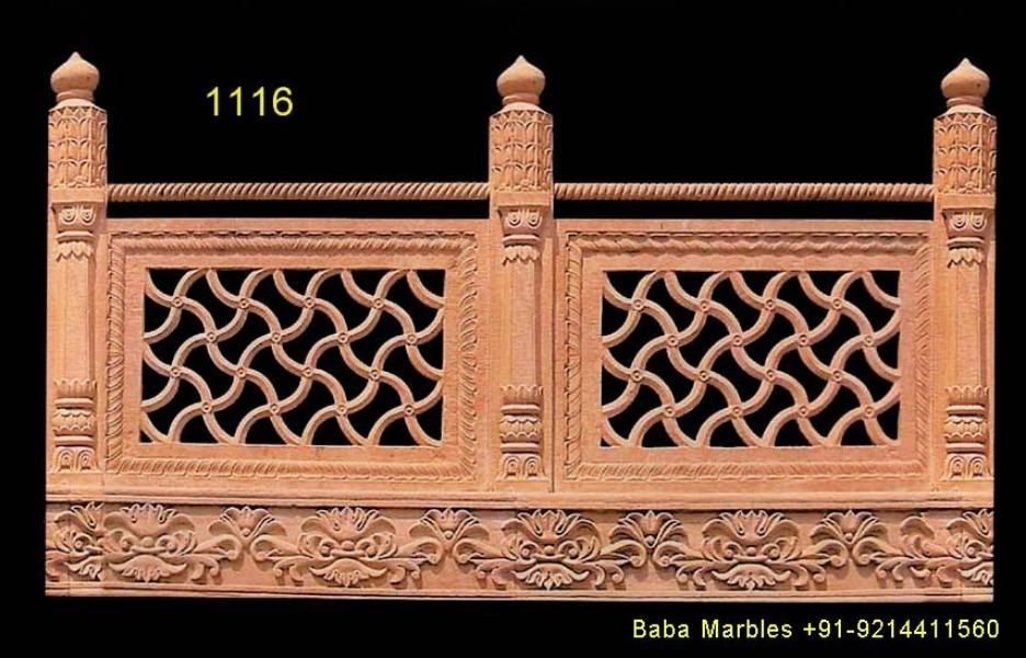 CNC Carved Jodhpur Sandstone Jali Railing Panel by