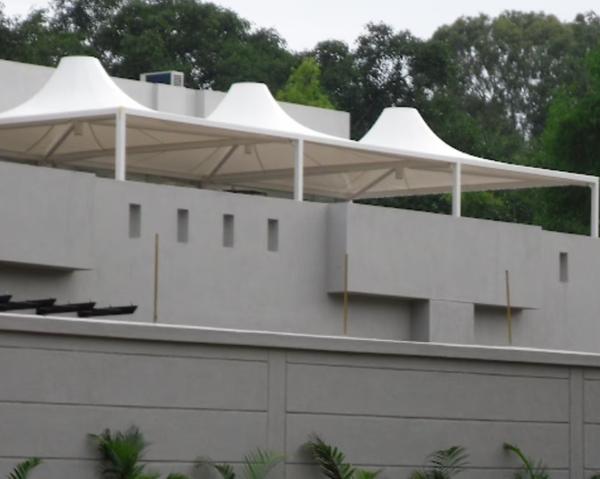 A roofing tensile structure offers a modern and ef