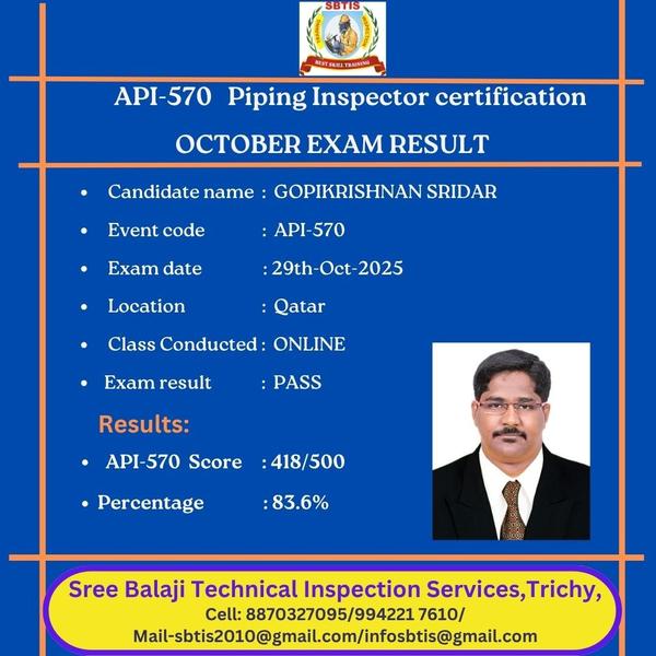 API 570 – Piping Inspecto
