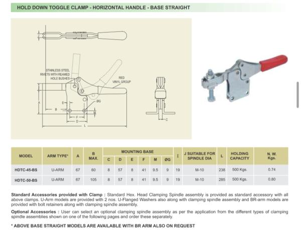 **Hold Down Toggle Clamp – Horizontal Handle (Base