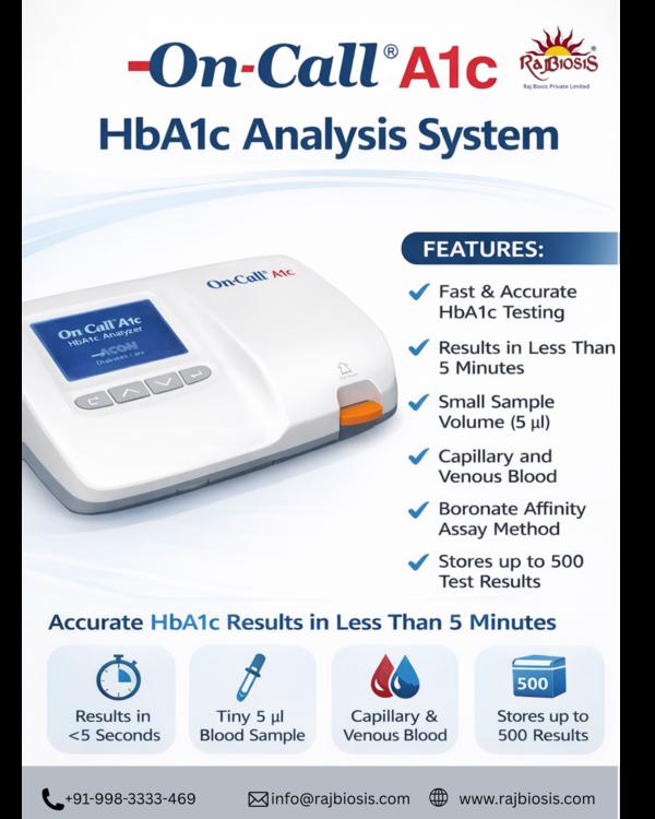 The On-Call A1c HbA1c Analysis System is a compact