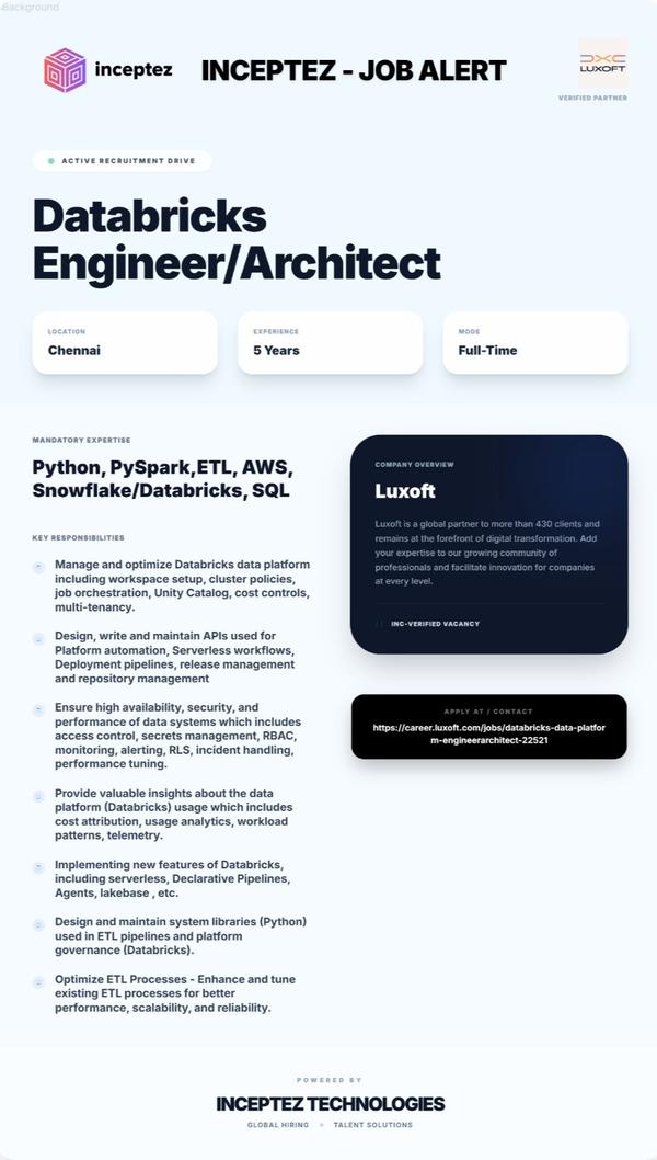 Position : Databricks Eng