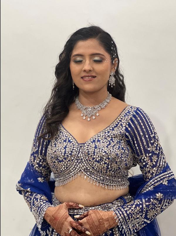 Sangeet glam with bold eyes, little blin