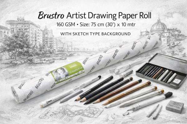 Brustro Artist Drawing Paper roll 160 GSM. Size 75