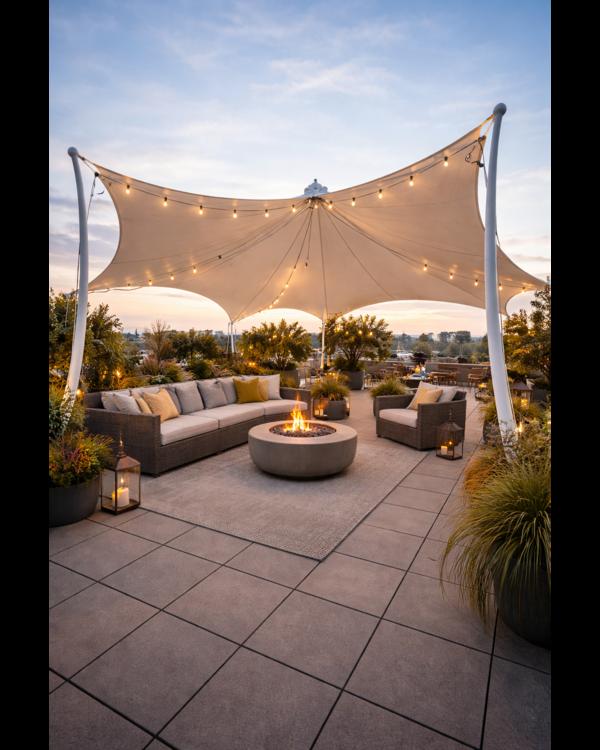 A Tensile structure for terrace can quietly transf
