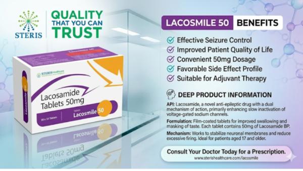 Lacosamide 50 mg Tablet Uses, Benefits, Dosage & S