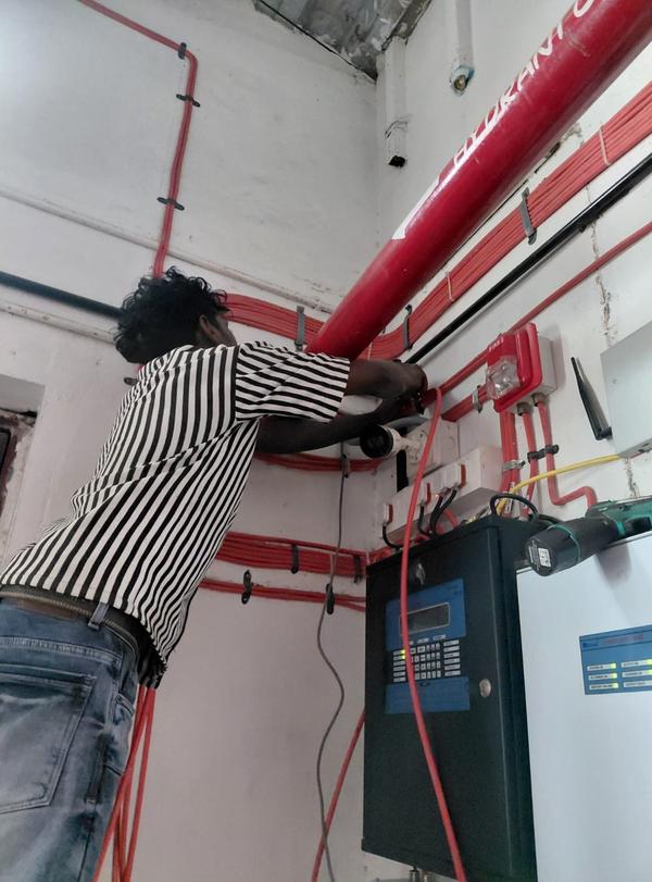 Fire protection system installation work is curren