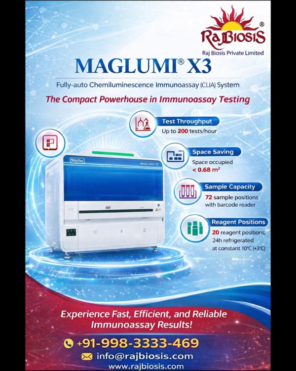 The MAGLUMI® X3 is a fully automated chemiluminesc