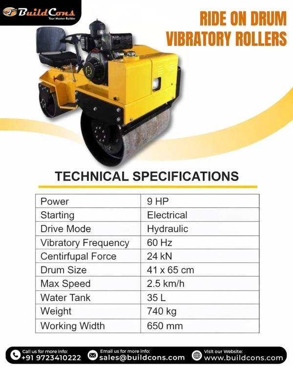 A Ride-On Drum Vibratory Roller is a high-performa