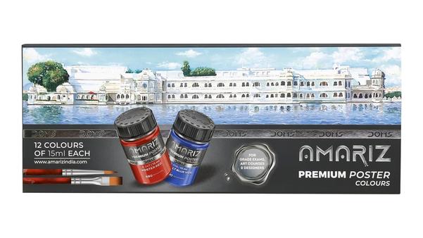 This premium poster color set includes 12 vibrant 