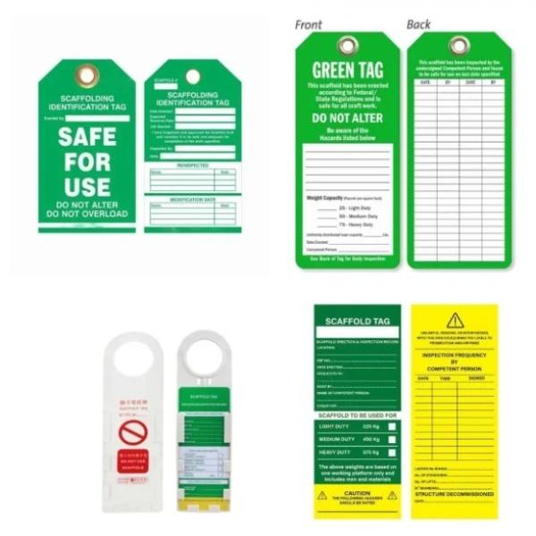 Scaffolding tags green are safety identification t
