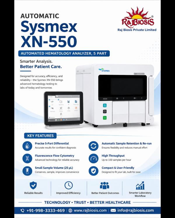 The Sysmex XN-550 is a compact, fully automated he