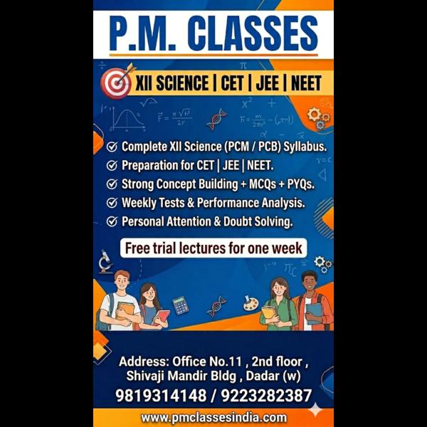 Classes for Xii science ,