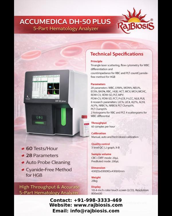 The ACCUMEDICA DH-50 PLUS 5-Part Hematology Analyz