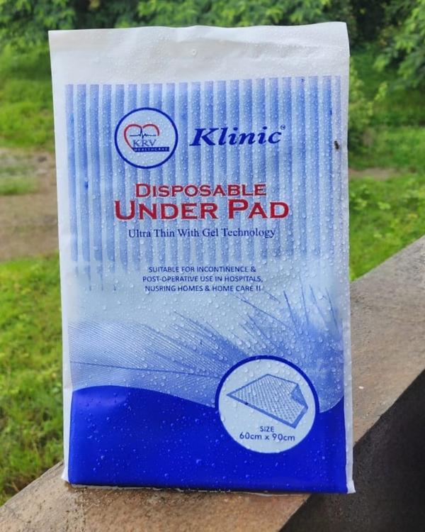 The image shows a packaged *Klinic Disposable Unde