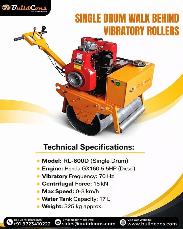 A Single Drum Walk Behind Vibratory Roller is a co