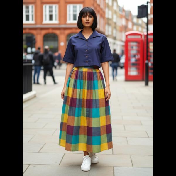 Discover a trendy women's outfit featuring a color