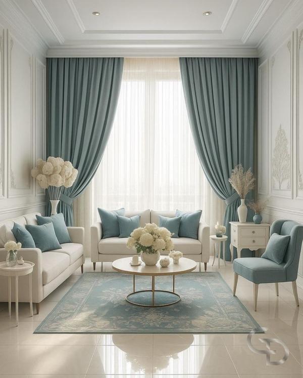 Inverted pleat curtains, 