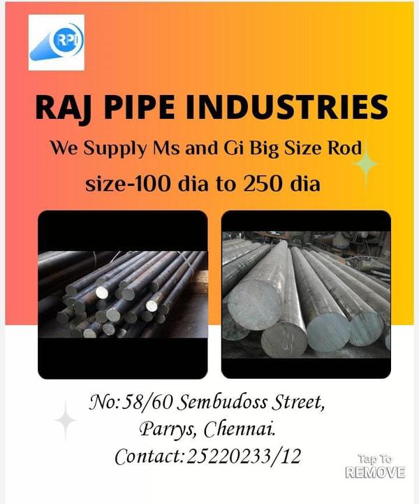 MS Round Rod Dia 5mm to  Dia 100mm sizes available