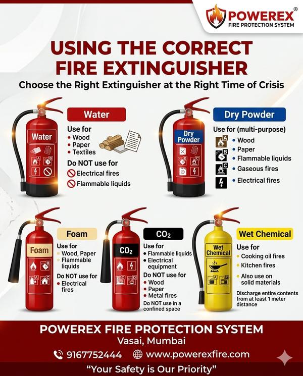 it's essential to use the correct extinguisher for