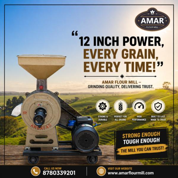 🌾 શક્તિશાળી 12 ઇંચ ફ્લોર મિલ – દરેક દાણા માટે પરફ