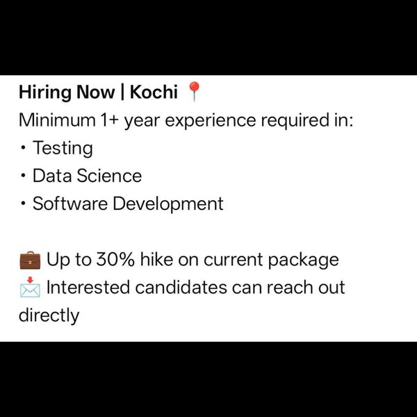 Working location Kochi one yea