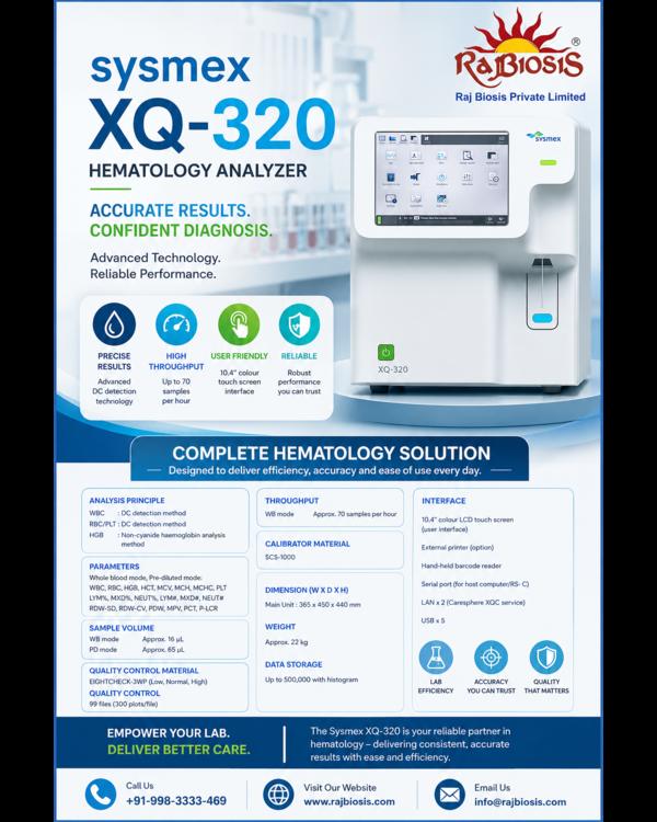 The Sysmex XQ-320 is a compact 3-part differential