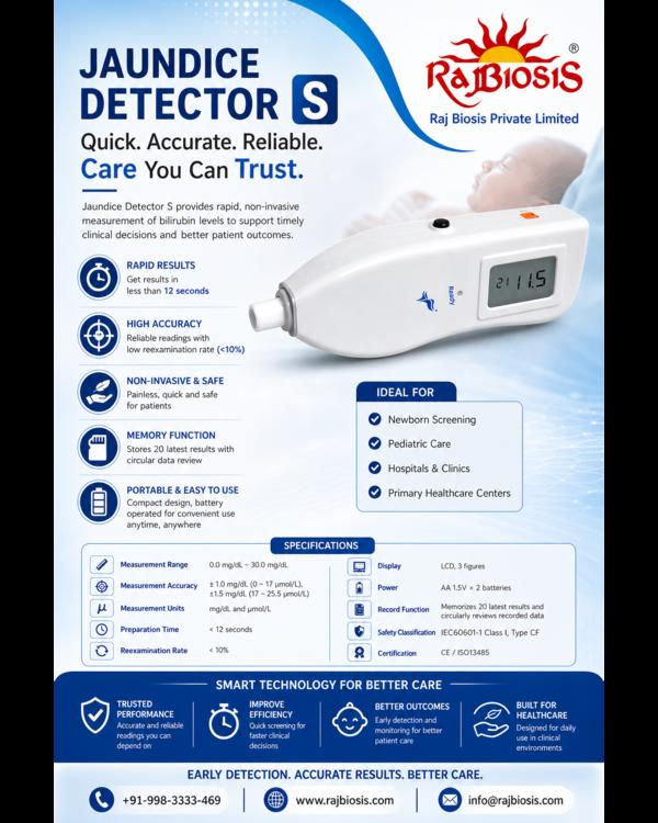 The Jaundice Detector S is a compact, non-invasive