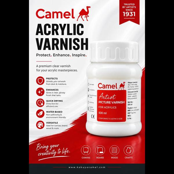Camel Artist Picture Varnish (500ml) is a high-glo