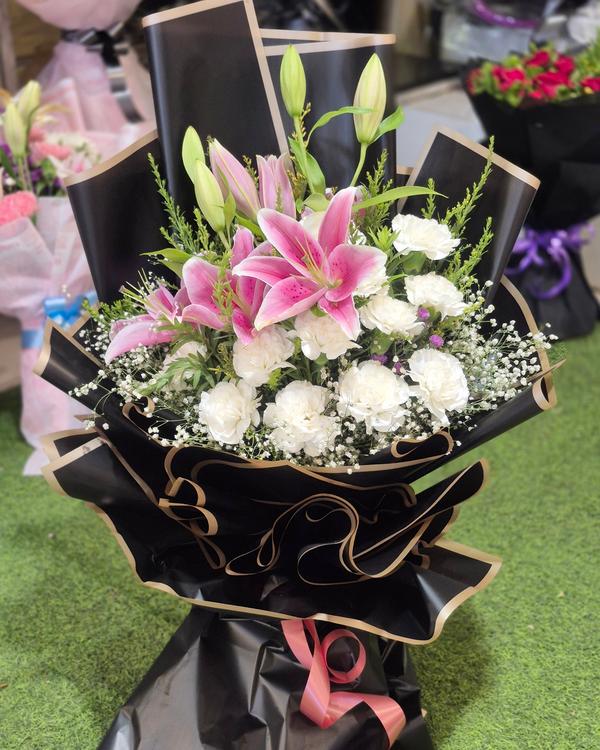Lilies for grace, carnations f