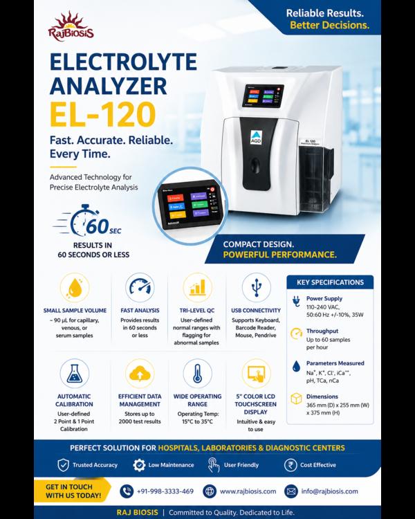The EL-120 Electrolyte Analyzer is a high-performa