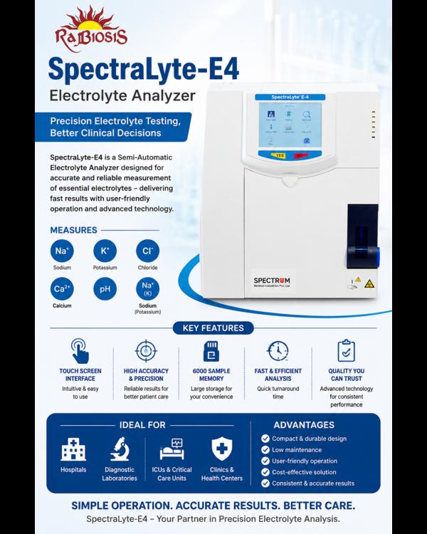 SpectraLyte-E4 is a semi-automatic electrolyte ana