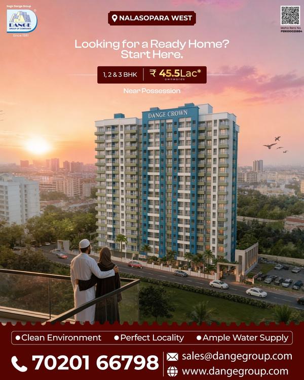 1BHK, 1.5BHK available at DANGE CROWN Nalasopara W