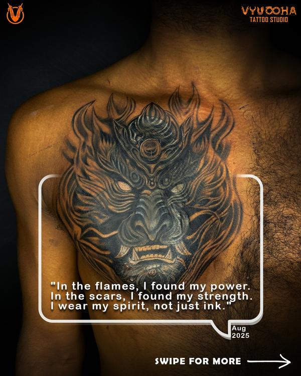 Hyper Realism Demon Chest Tatt