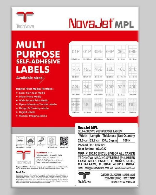 NovaJet Multipurpose Label 24L containing 24 label
