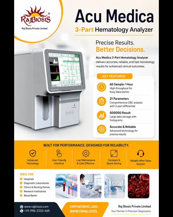 The Acu Medica 3-Part Hematology Analyzer is a com