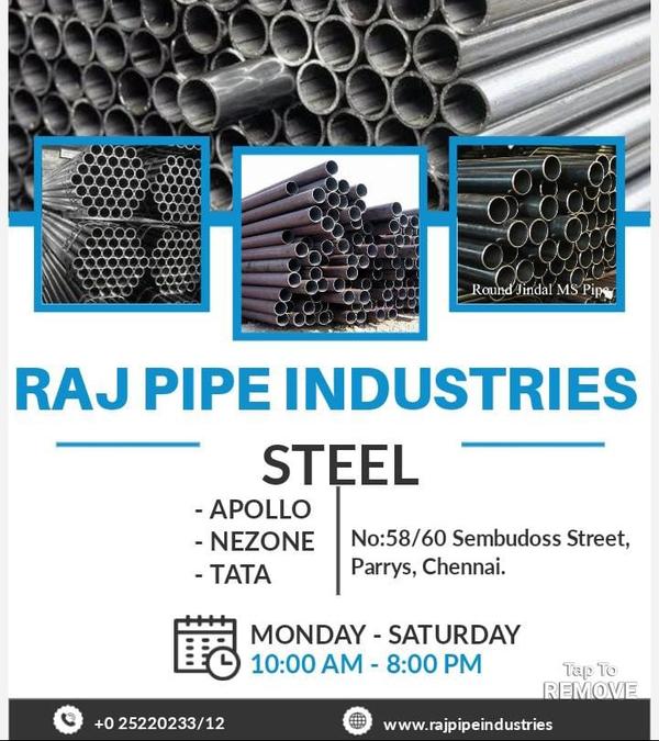 MS Round Pipe Jindal, Tata, Apollo, Nezone, MPL, H