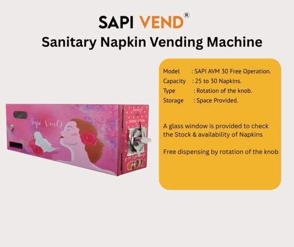 The SAPI AVM 30 sanitary napkin vending machine 