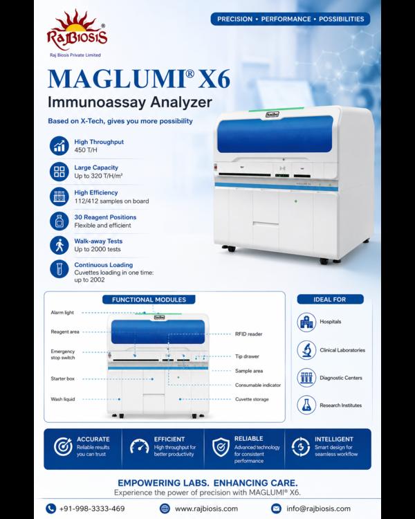 The MAGLUMI X6 Immunoassay Analyzer is a fully aut