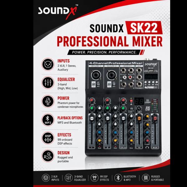 Specifications:Inputs: 2 XLR, 1 Stereo, Auxiliary
