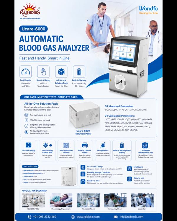 The Wondfo Ucare-6000 Automatic Blood Gas Analyzer